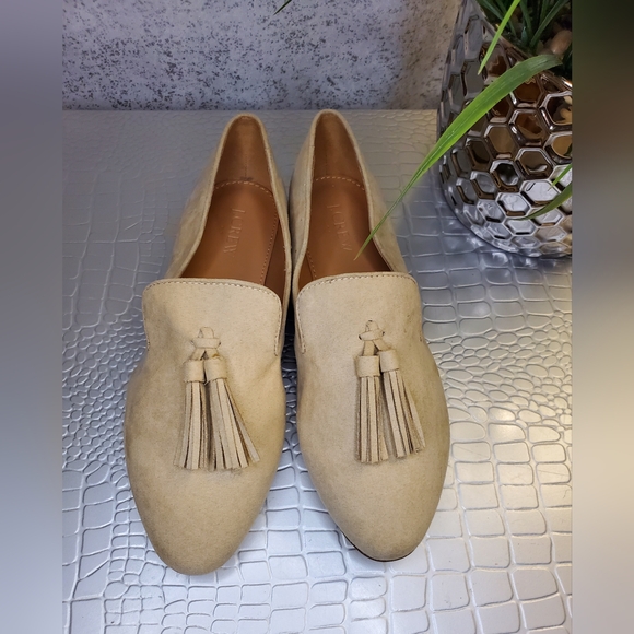 J. Crew Faux Suede Tassel Loafers Ligth Khaki - Picture 7 of 8